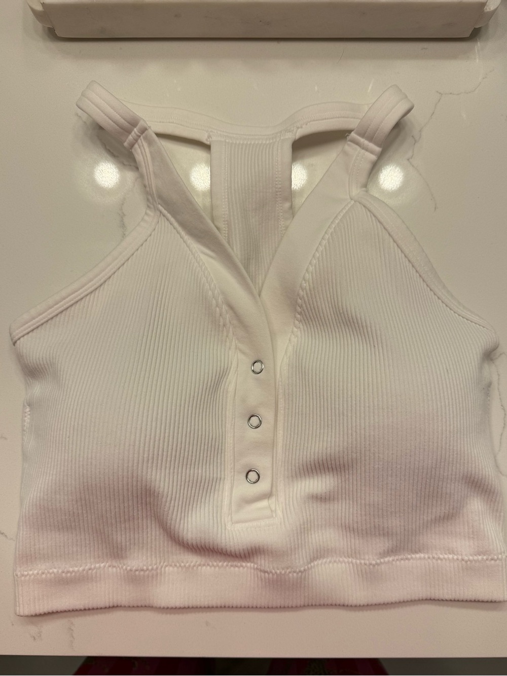 White Ribbed CoreFit Racerback Sports Bra size Large - Picture 3 of 8